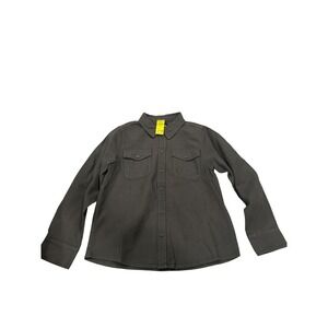 RSQ Kids Waffle Knit Button Down Shirt Dark Olive Green‎ Size Medium Long Sleeve
